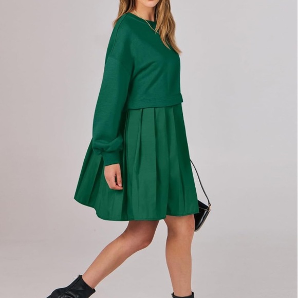 ANRABESS Sweatshirts Oversized Long Sleeve Loose Pleated Pullover Mini Dress - Picture 5 of 6